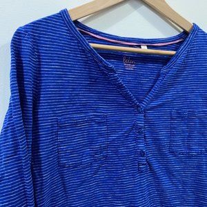 Boden Blue Stripe 3/4 Sleeve Henley L Large